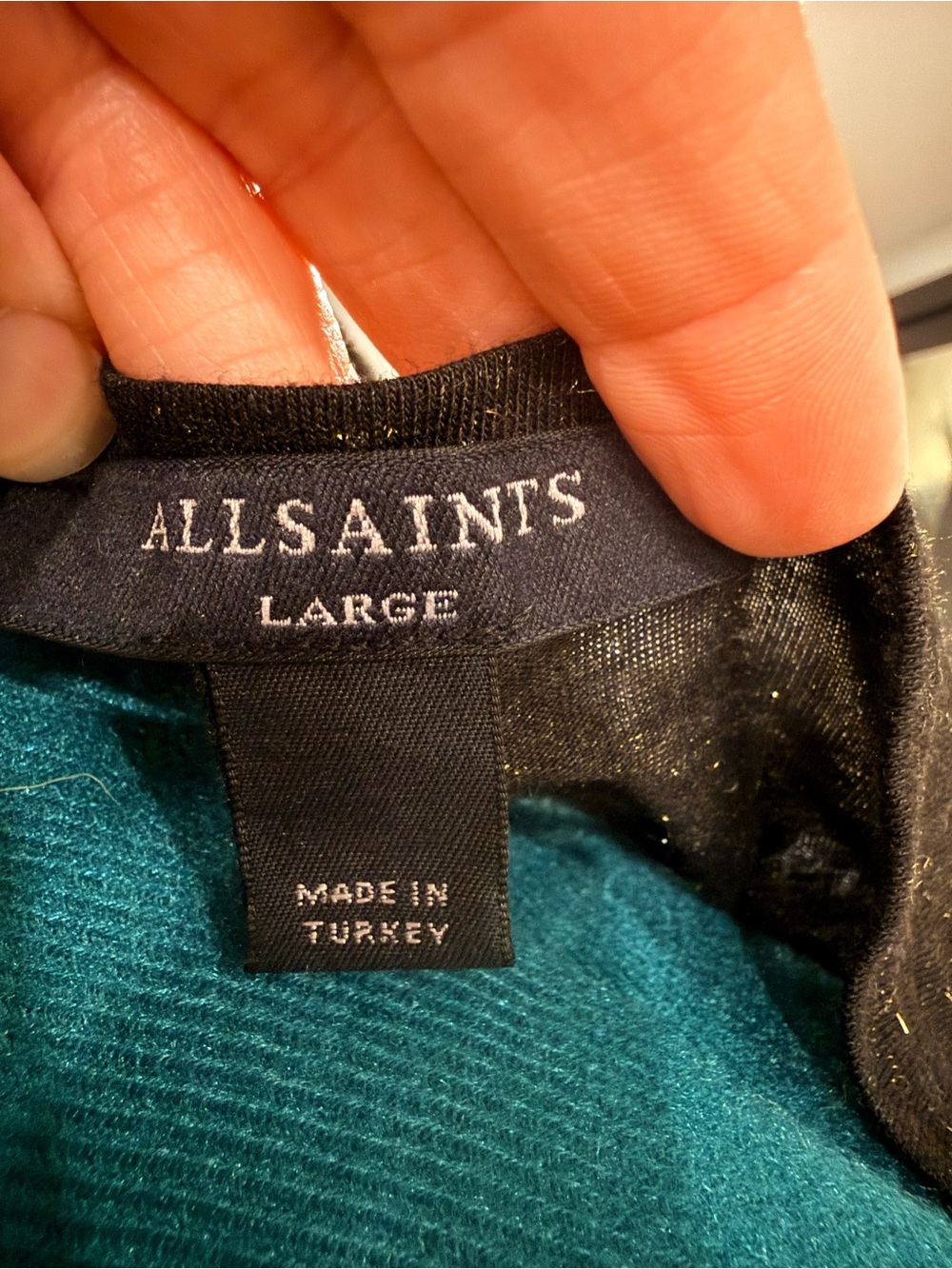 AllSaints Shimmer Black Metallic Speckle Long Sleeve Top - Picture 9 of 12